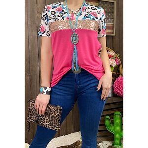 Pink Floral & Leopard Top